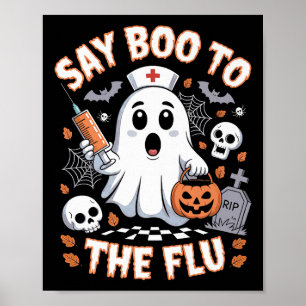 Poster Retro Nurse Ghost Halloween Vaccine Dit Boo À