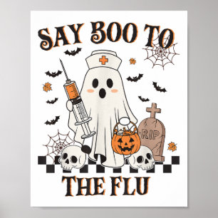Poster Retro Nurse Ghost Halloween Vaccine Dit Boo À