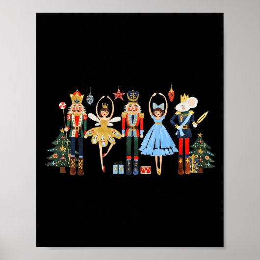 Poster Retro Nutcracker Ballet Christmas Tree Shirts For  (Devant)