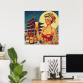 Poster Retro Oriental Beer Girl (Bureau à domicile)