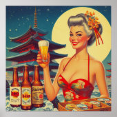 Poster Retro Oriental Beer Girl (Devant)