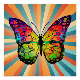 POSTER RÉTRO PAPILLON ABSTRAIT VINTAGE