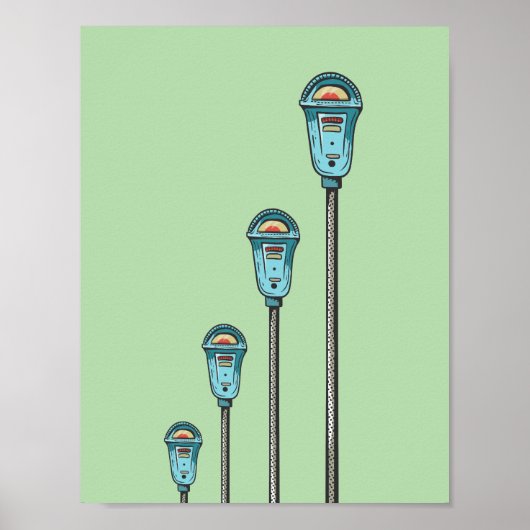 Poster Retro parking meter (Devant)