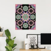 Poster Retro Pastel Floral Mandala Symmetry (Bureau à domicile)