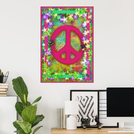 Poster Retro Peace (Bureau à domicile)