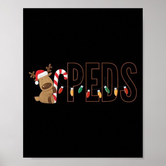 Poster Retro Pediatrics Christmas Lights Reindeer Peds Nu (Devant)