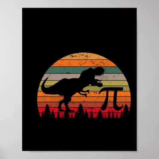 Poster Retro Pi Day 3.14 Dinosaur Funny Pi Day Math Toddl (Devant)