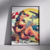 Poster Retro Pilot Pin-up