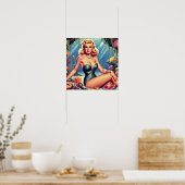 Poster Retro Pin de sirène (Cuisine)