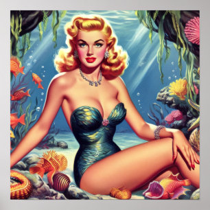 Poster Retro Pin de sirène