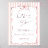 Poster Retro Pink Cafe Bebe Coffee Baby Shower Welcome (Devant)