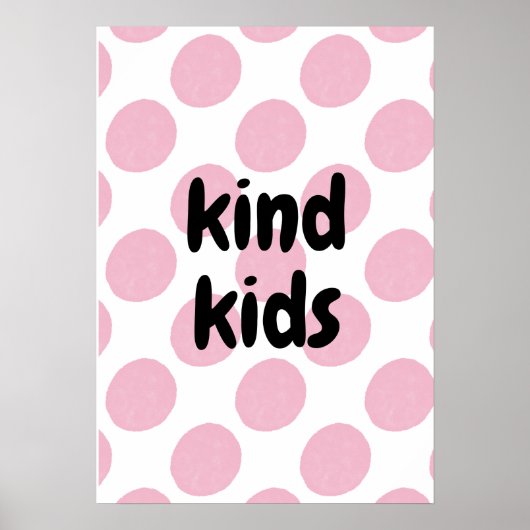 Poster Retro Pink Polka Dot Pattern Modern Nursery Print (Devant)
