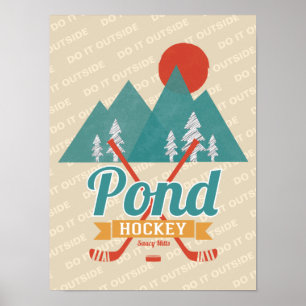 Poster Retro Pond Hockey le faire dehors