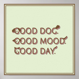 Poster Rétro Poodle Bon Chien Bonne Humeur Typographie de