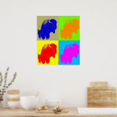 Poster Retro Pop Art Bison Buffalo (Cuisine)