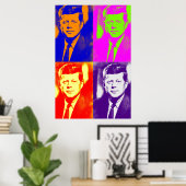 Poster Retro Pop Art JFK John F. Kennedy (Bureau à domicile)