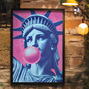 Poster Retro Pop Art Lady Liberty
