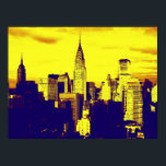 Poster Retro Pop Art New York City<br><div class="desc">New York City Midtown Image de style ancien - Vintage New York</div>