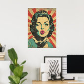 Poster Retro Pop Art: Wink & Kiss (Bureau à domicile)