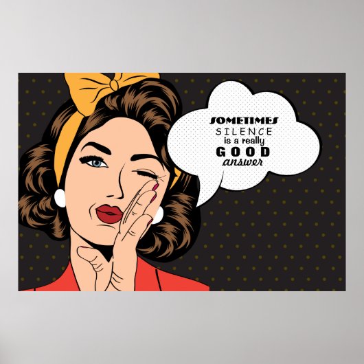 Poster Retro Pop Art Woman Motivational Speech Bubble (Devant)