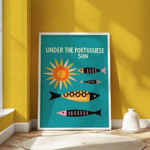 Poster Retro Portugal Sardines Vintage voyage de poisson