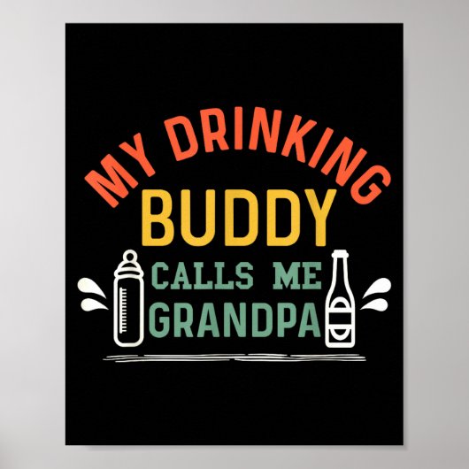 Poster Retro Pregnancy Announcement Grandpa My Drinking B (Devant)