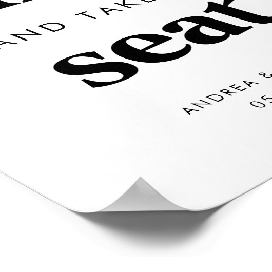 Poster Retro Prenez une photo et prenez un siège Mariage (Coin)