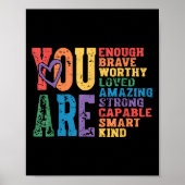 Poster Retro Pride Mental Health You Are Enough Brave Wor (Devant)