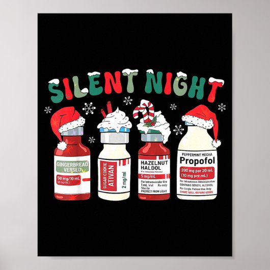 Poster Retro Profol Silent Night Icu Nurses Funny Merry C (Devant)