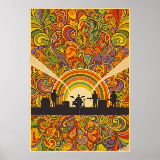 Poster Retro Psychedelic Music Festival Wall Art - les an (Devant)