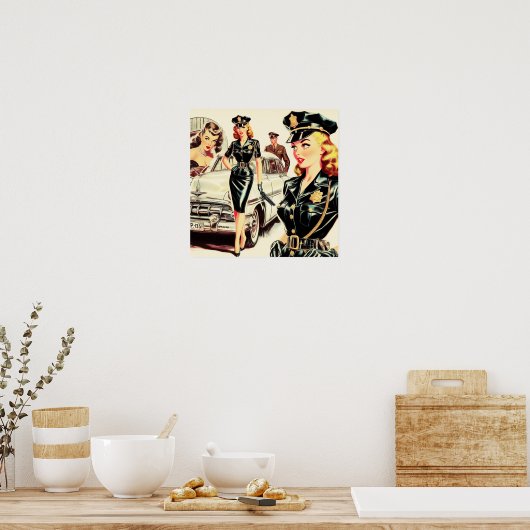 Poster Retro Pulp Cop Girl (Cuisine)