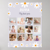 Poster Retro Purple Daisy Anniversaire Photo Milestone Po (Devant)