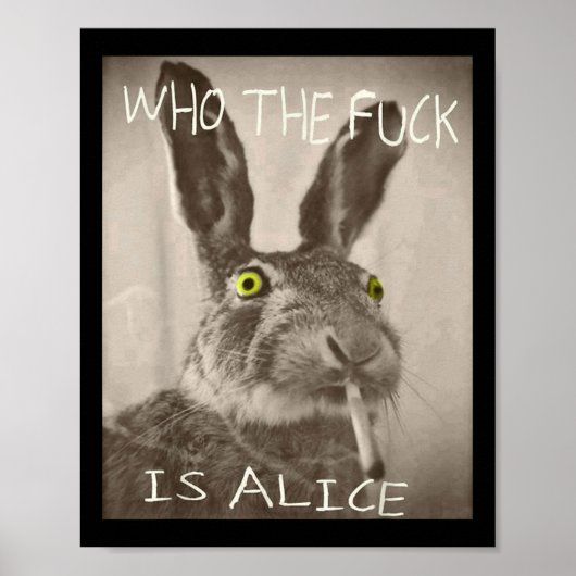 Poster Rétro Qui F_ck Est Alice Funny Rabbit (Devant)
