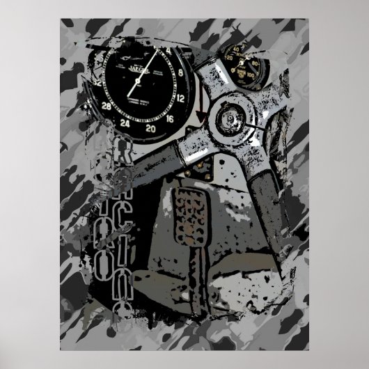 Poster Retro Racing - Gray Splatter (Devant)