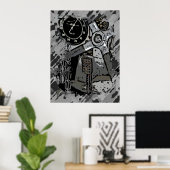 Poster Retro Racing - Gray Splatter (Bureau à domicile)