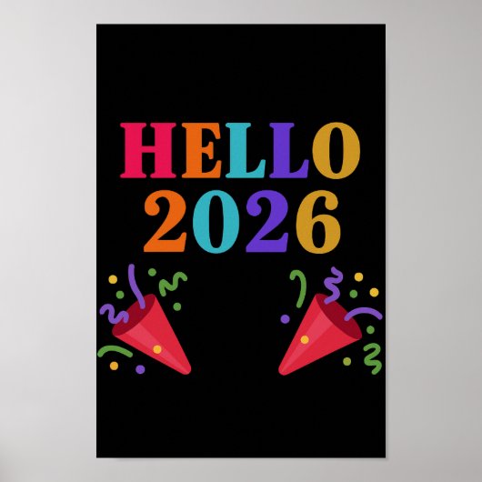 Poster Retro Rainbow 2026 Party Poppers Celebrate Fun (Devant)