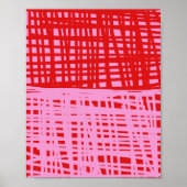 Poster Retro Red and Pink Abstract Grid (Devant)