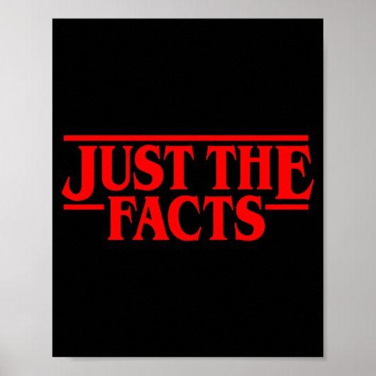 Poster Retro Red Quote Just The Facts Funny Basic Simple  (Devant)