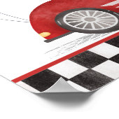 Poster Retro Red Race Car Fast One Anniversaire Bienvenue (Coin)