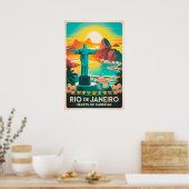Poster Retro Rio - Christ le Rédempteur (Cuisine)