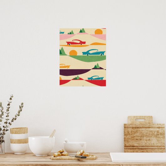 POSTER RETRO ROAD TRIP BEIGE (Cuisine)
