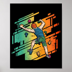 Poster Retro Rock Climbing Bouldering Mountain Climbing 