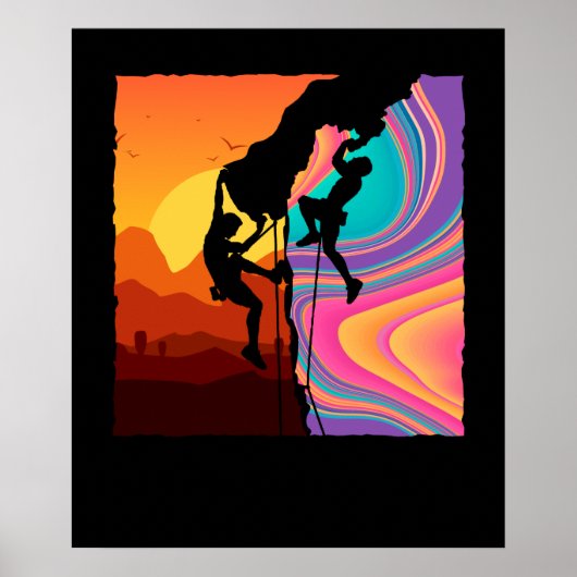 Poster Retro Rock Climbing Bouldering Wall (Devant)