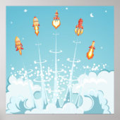 Poster Retro Rocket Navire Lancement d'Art Spatial Futuri (Devant)