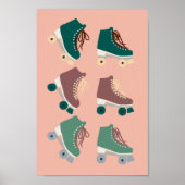Poster Retro Rollerskates Vert Dusty rose Cool Super (Devant)