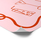 Poster Retro rose rouge illustré bienvenue douche nuptial (Coin)