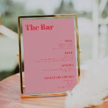 Poster Retro Rose tendance Mariage Boissons Menu Bar<br><div class="desc">Le bar est ouvert ! Menu Chic Mariage Bar Signez avec une typographie d'inspiration rétro et une touche de vintage - un menu de boissons noir et blanc tendance pour votre mariage ou toute autre célébration. Il suffit de mettre dans votre propre menu de boissons - toutes les couleurs (arrière...</div>