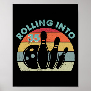Poster Rétro Roulant Dans 35 Vintage Quilles Joueur De Bo