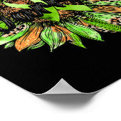 Poster Retro-ruban vert de tournesol Leopard (Coin)
