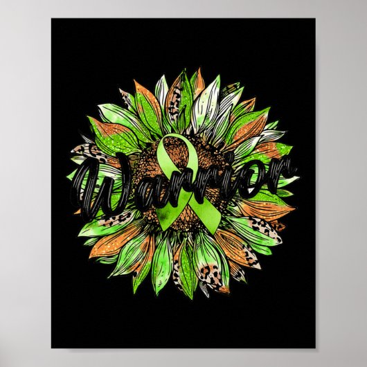 Poster Retro-ruban vert de tournesol Leopard (Devant)